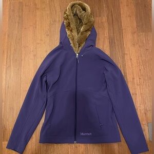 Marmot Jacket Furlong Soft-shell jacket faux-fur-lined hood S Purple Fall